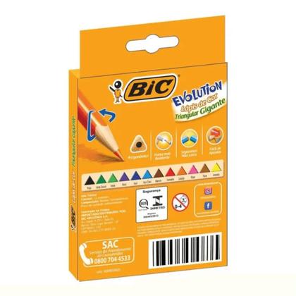 Imagem de Lápis de Cor Triangular Gigante Evolution - 12 Cores - Bic