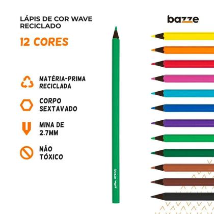 Imagem de Lápis De Cor Wave Reciclado 12 Cores - Bze