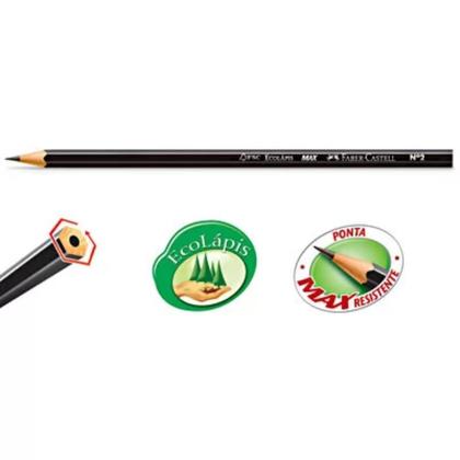 Imagem de Lápis grafite N 2 sextavado Ecolápis Faber Castell, mais macio, fácil de apagar, ponta resistente