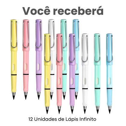 Imagem de Lápis Infinito Papelaria Material Escolar C/ Borracha Escrita Ilimitada 12 Unidades