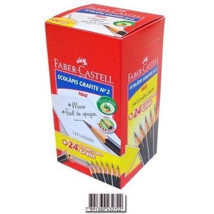 Imagem de Lapis Preto Sextavado Ecolapis N.2B Preto Cx.C/144 Faber-Castell
