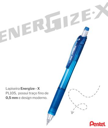 Imagem de Lapiseira Pentel Energize - X PL105 0.5 Grip Emborrachado Antideslizante Borracha Na Ponta Cores Variadas