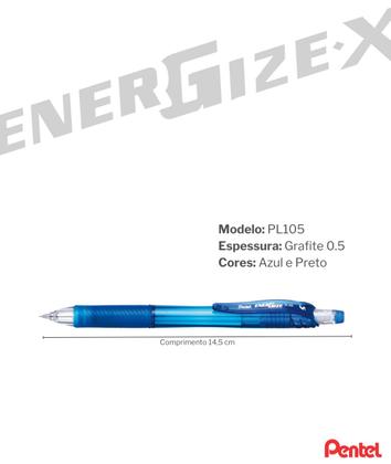 Imagem de Lapiseira Pentel Energize - X PL105 0.5 Grip Emborrachado Antideslizante Borracha Na Ponta Cores Variadas
