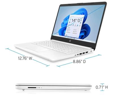 Imagem de Laptop HP Windows 11 14 polegadas 16 GB de RAM 256 GB de armazenamento branco