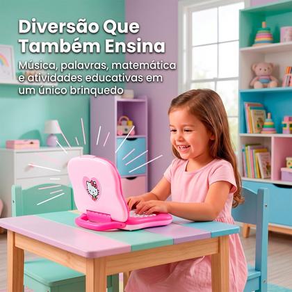 Imagem de Laptop Infantil Bilíngue Hello Kitty Rosa Notebook Educativo Inglês E Português Meninas