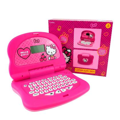 Imagem de Laptop Infantil Bilíngue Hello Kitty Rosa Notebook Educativo Inglês E Português Meninas