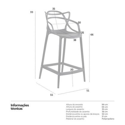 Imagem de Laraz Home Decor, Banqueta média Masters Allegra 66 cm - Branco
