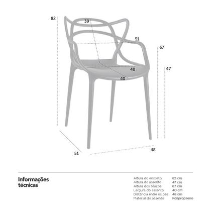 Imagem de Laraz Home Decor, Kit 8 Cadeiras Allegra Polipropileno - Preto