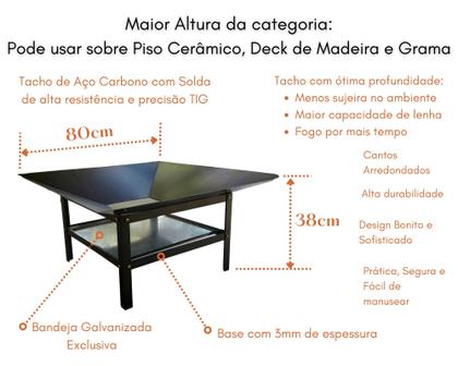 Imagem de Lareira 80cm p/ Jardim Fogueira Externa Portatil a Lenha