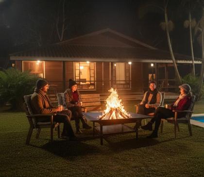 Imagem de Lareira 80cm p/ Jardim Fogueira Externa Portatil a Lenha