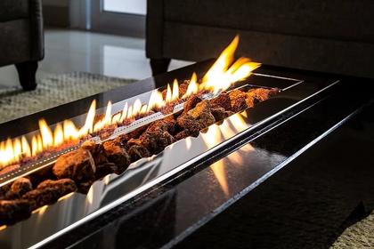 Imagem de Lareira a Gás de Embutir em Aço Inox Stile 120 Cm - JX Metais
