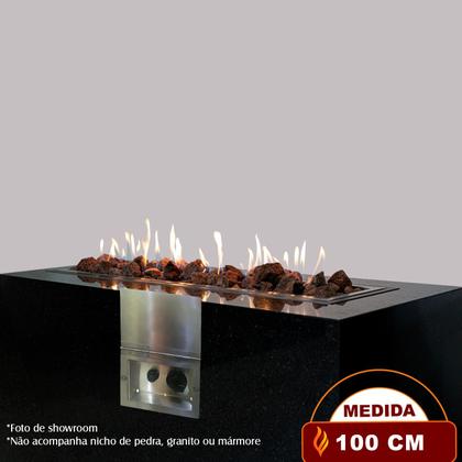 Imagem de Lareira a Gás Externa - Fire Pit - Retangular 100cm - Fogo & Art