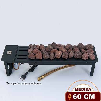 Imagem de Lareira a gás Fogo e Art Luna de 60cm Gás com pedras vulcânicas