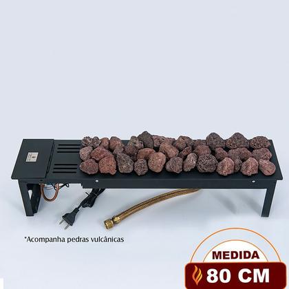 Imagem de Lareira a gás Fogo e Art Luna de 80cm com pedras vulcânicas