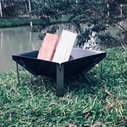 Imagem de Lareira a Lenha Portátil Área Externa Jardim 44x44cm Móve