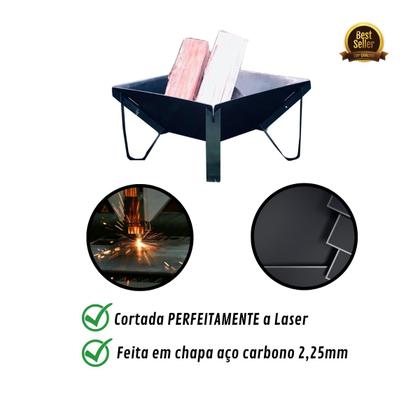 Imagem de Lareira a Lenha Portátil Área Externa Jardim 44x44cm Móve