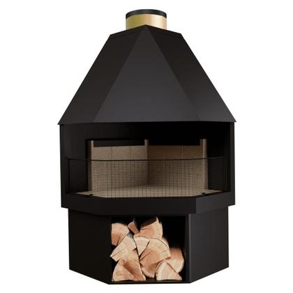 Imagem de Lareira Celine Canto com abertura para lenha