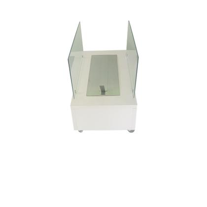 Imagem de Lareira Ecológica 60 cm Inox Etanol Álcool Rodízios OL 600 Branca Portátil Móvel Rodinhas