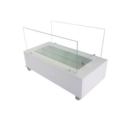 Imagem de Lareira Ecológica 60 cm Inox Etanol Álcool Rodízios OL 600 Branca Portátil Móvel Rodinhas