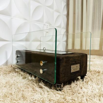 Imagem de Lareira Ecológica Dormente Com Vidros Completa 60cm A Álcool