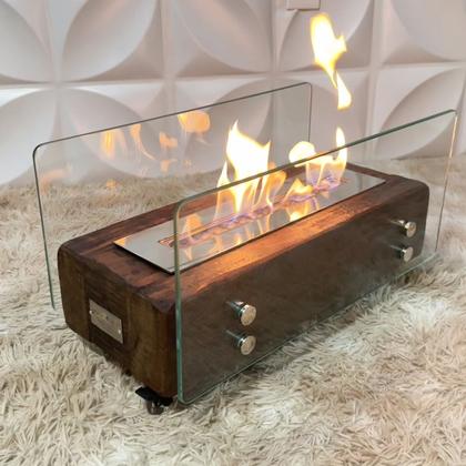 Imagem de Lareira Ecológica Dormente Com Vidros Completa 60cm A Álcool