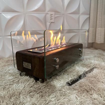 Imagem de Lareira Ecológica Dormente Com Vidros Completa 60cm A Álcool