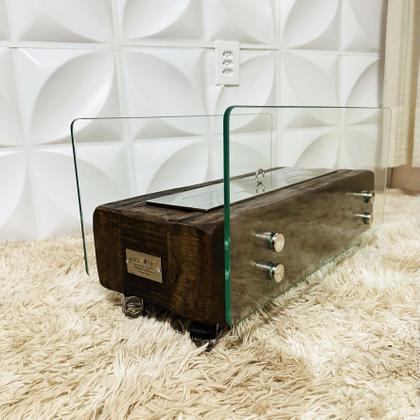 Imagem de Lareira Ecológica Dormente Com Vidros Completa 60cm A Álcool