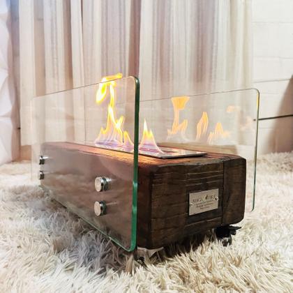 Imagem de Lareira Ecológica Dormente Com Vidros Completa 60cm A Álcool