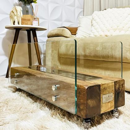 Imagem de Lareira Ecológica Dormente Com Vidros Completa 80cm A Álcool