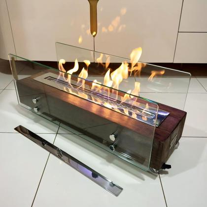Imagem de Lareira Ecológica Dormente Com Vidros Completa 80cm A Álcool