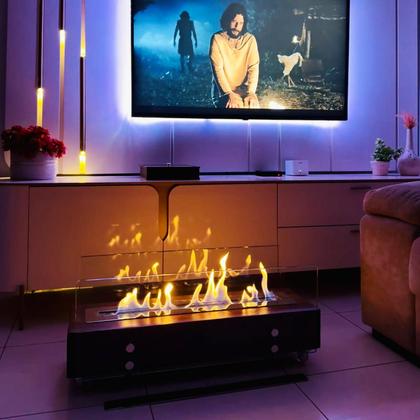 Imagem de Lareira Ecológica Dormente Com Vidros Completa 80cm A Álcool