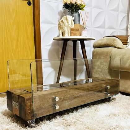 Imagem de Lareira Ecológica Dormente Com Vidros Completa 80cm A Álcool