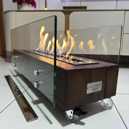 Imagem de Lareira Ecológica Dormente Com Vidros Completa 80cm A Álcool