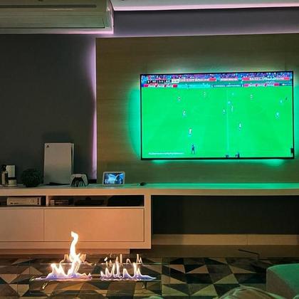 Imagem de Lareira Ecológica Grande 90cm Completa Etanol/Álcool Inox