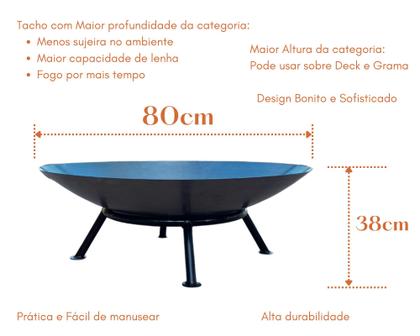 Imagem de Lareira Externa 80cm p/ Jardim a Lenha Fogueira