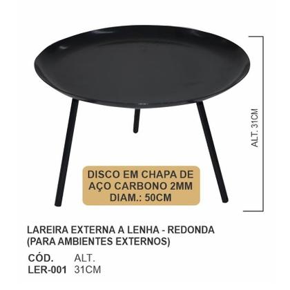 Imagem de Lareira Externa a Lenha Redonda Chapa Aço Carbono 50x31cm