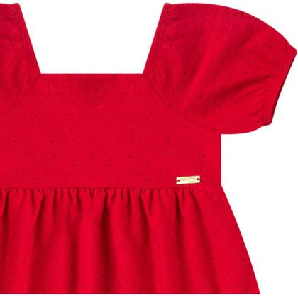 Imagem de Lasie vermelho detalhada vestido infantil de menina natal mangas princesa com forro