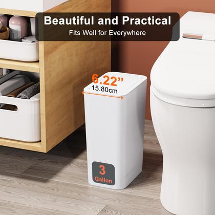 Imagem de Lata de lixo N. NETDOT, pacote de 3, 11,4 L com tampa para banheiro e cozinha