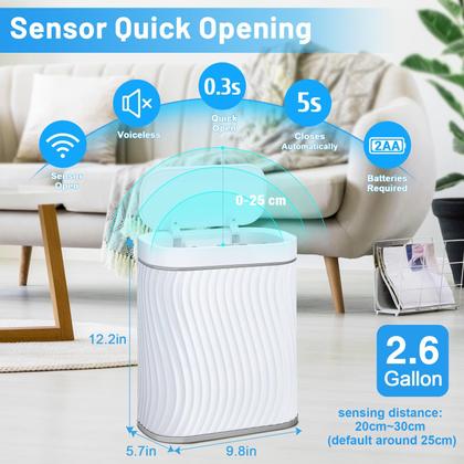 Imagem de Lata de lixo Ogikey Bathroom Small 10L com tampa automática sem toque
