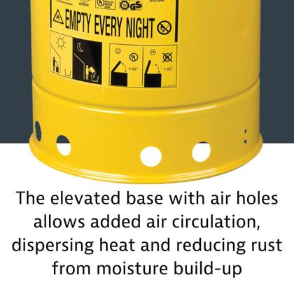 Imagem de Lata de lixo oleoso Justrite 10L galvanizado com tampa de fechamento automático