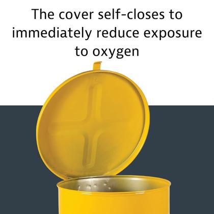 Imagem de Lata de lixo oleoso Justrite 10L galvanizado com tampa de fechamento automático