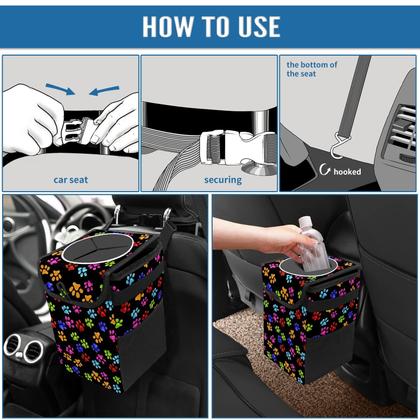 Imagem de Lata de lixo para carro GACTIVITY Paws Cat and Dog Print à prova d'água