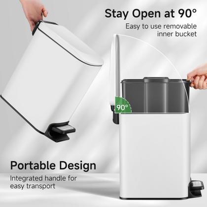 Imagem de Lata de lixo TIPGO Slim 6L/1,6 galões com tampa Soft Close White