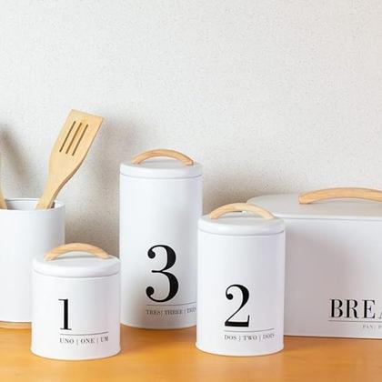 Imagem de Lata Porta Condimentos Metalla N1 800Ml Branco YOI