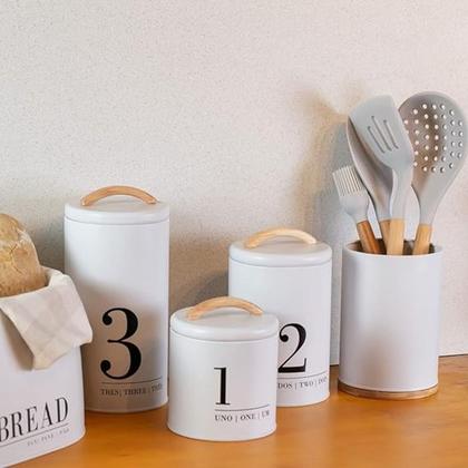 Imagem de Lata Porta Condimentos Metalla N1 800Ml Branco YOI