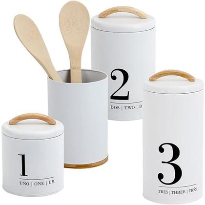 Imagem de Lata Porta Condimentos Metalla N1 800Ml Branco YOI