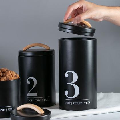 Imagem de Lata Porta Condimentos N3 Metalla Preto Cozinha Black Yoi