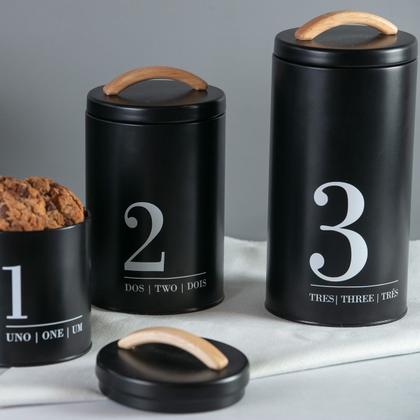 Imagem de Lata Porta Condimentos N3 Metalla Preto Cozinha Black Yoi