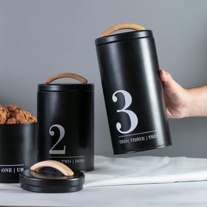 Imagem de Lata Porta Condimentos N3 Metalla Preto Cozinha Black Yoi