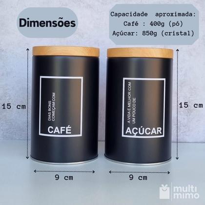 Imagem de Lata Porta Mantimentos Pote De Café Açúcar Kit 2 Peças